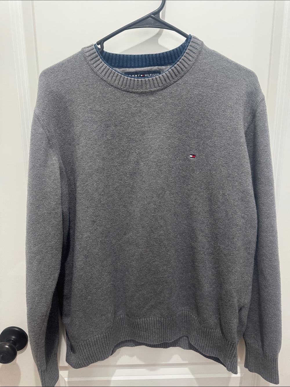 Tommy Hilfiger Gray Crewneck Sweater with Signature Flag